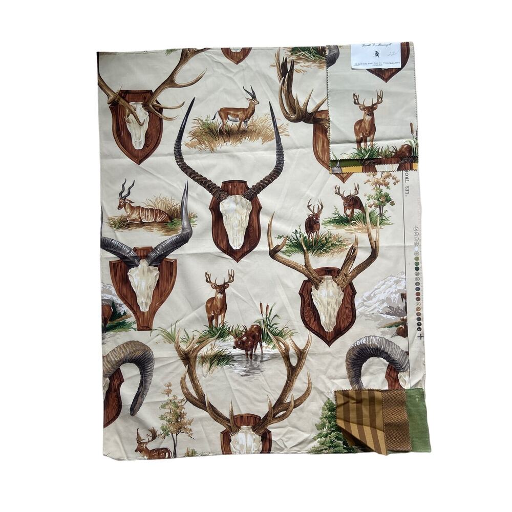 Pierre Frey "Les Trophees" fabric vintage swatch 27 х 34